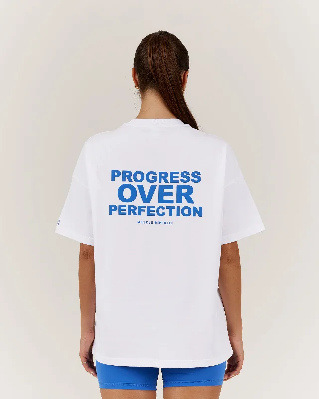 PROGRESS OVER PERFECTION TEE - WHITE End Of Season Clearance