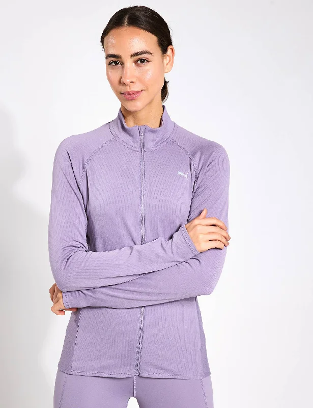 Run For Her Ribbed Full-Zip Jacket - Pale Plum Gorgeous Glamour Collection