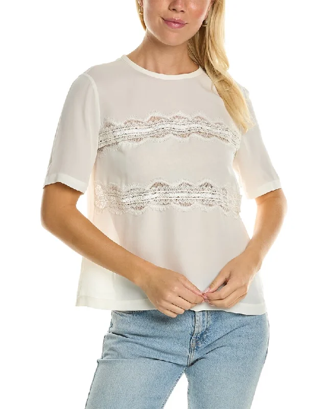 Rebecca Taylor Lace Silk T-Shirt Huge Discounts This Week