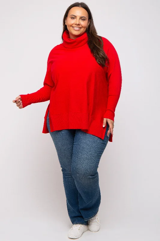 Red Cowl Neck Dolman Sleeve Plus Sweater Best Sellers