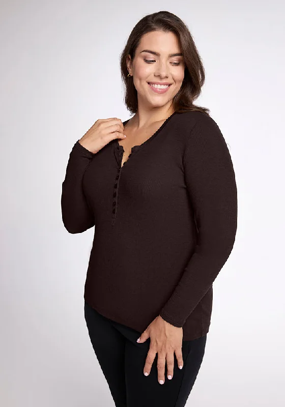 Reese Ribbed Henley - French Roast Fashion Forward Femme