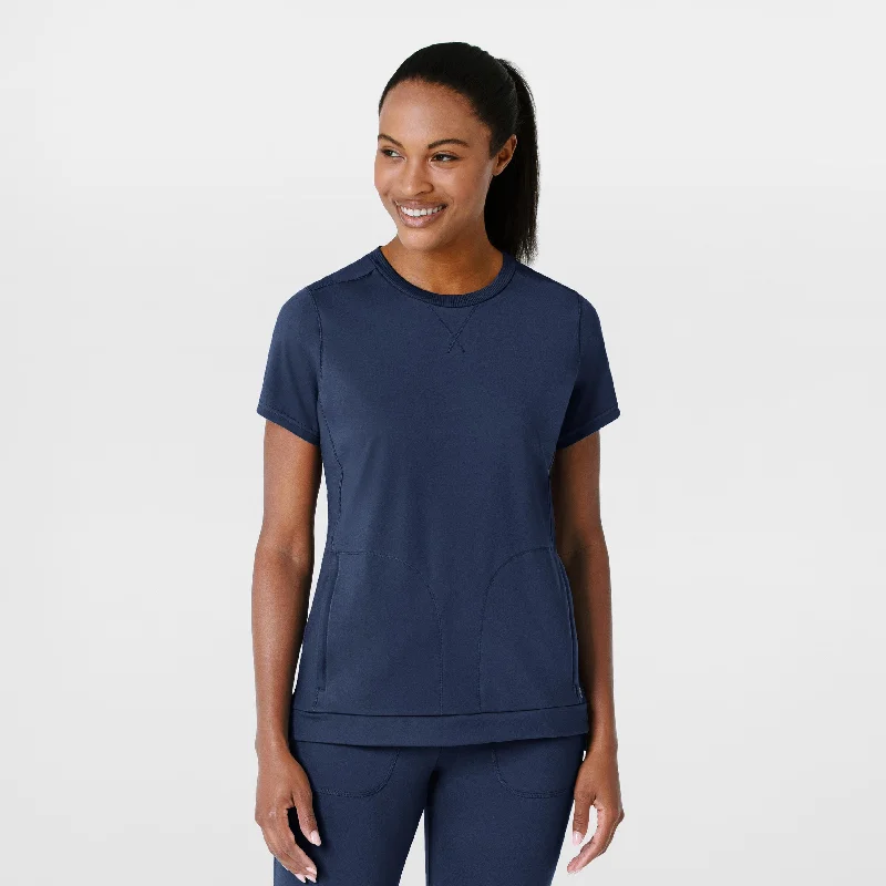 RENEW Knit Women's Flex-n-Reach Crew Neck Scrub Top - Navy The Epitome Of Modern Women's Fashion