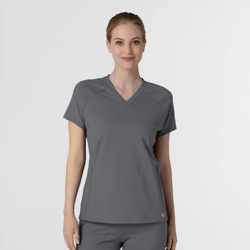 RENEW Knit Women's Flex-n-Reach V-Neck Raglan Scrub Top - Pewter Sale Event, Prices Rock