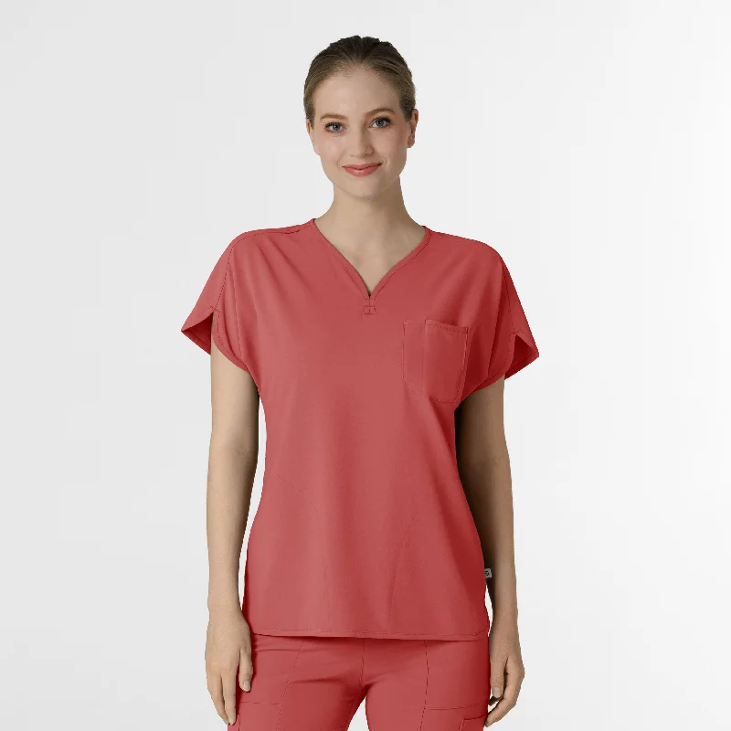 RENEW Women's Dolman Scrub Top - Mineral Red Chic Style, Always In Vogue