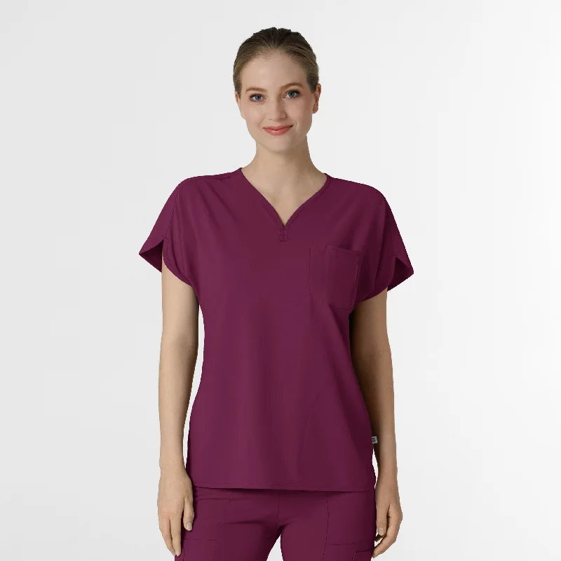 RENEW Women's Dolman Scrub Top - Wine Fashion Forward Femininity