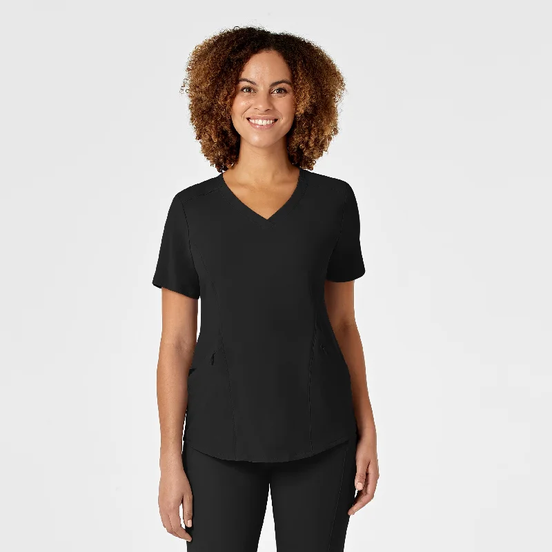 RENEW Women's V-Neck Scrub Top - Black Season Sale