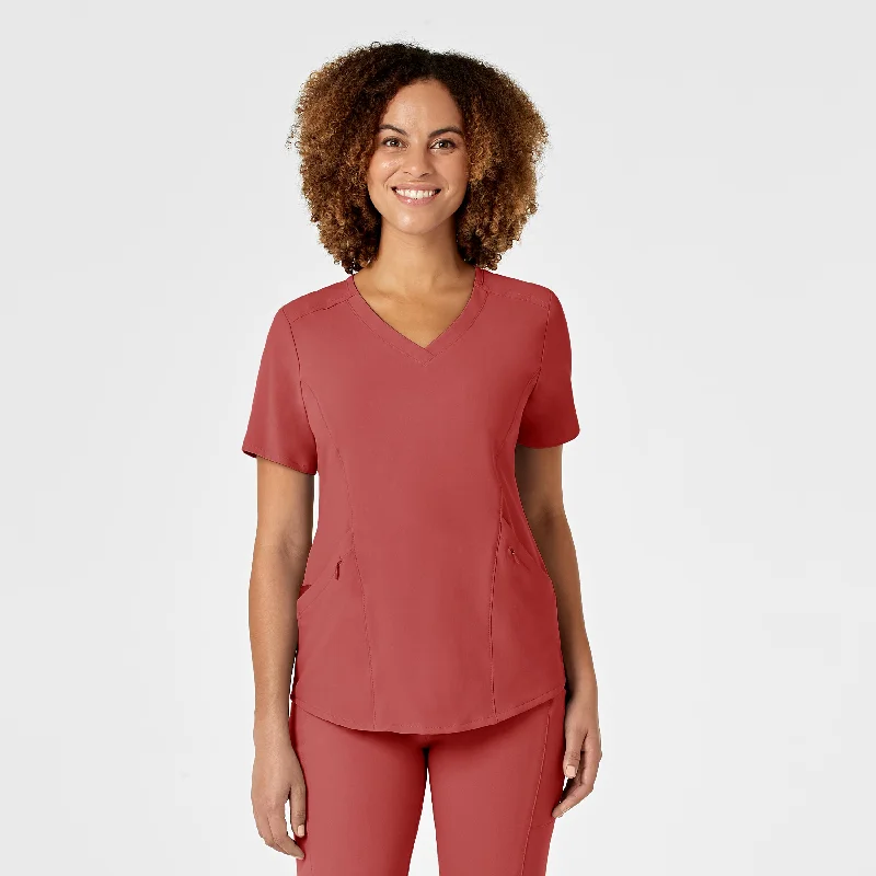 RENEW Women's V-Neck Scrub Top - Mineral Red Trendy New Clothes