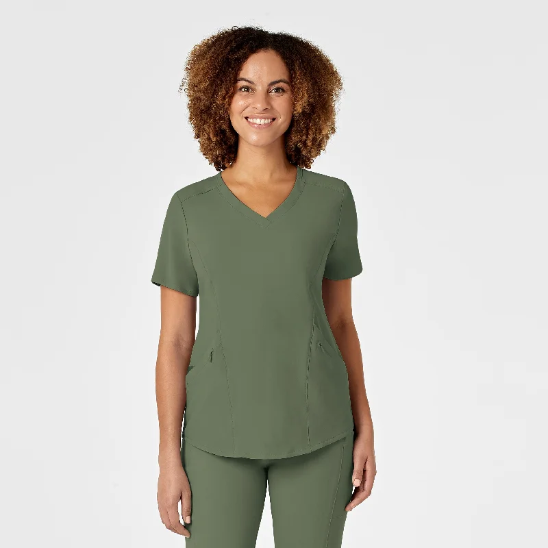 RENEW Women's V-Neck Scrub Top - Olive Casual Chic Clothing