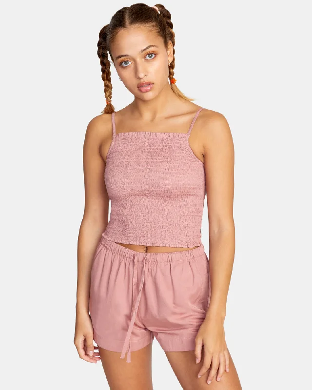 Revival Smocked Crop Top - Deep Dusty Rose Chic Styles