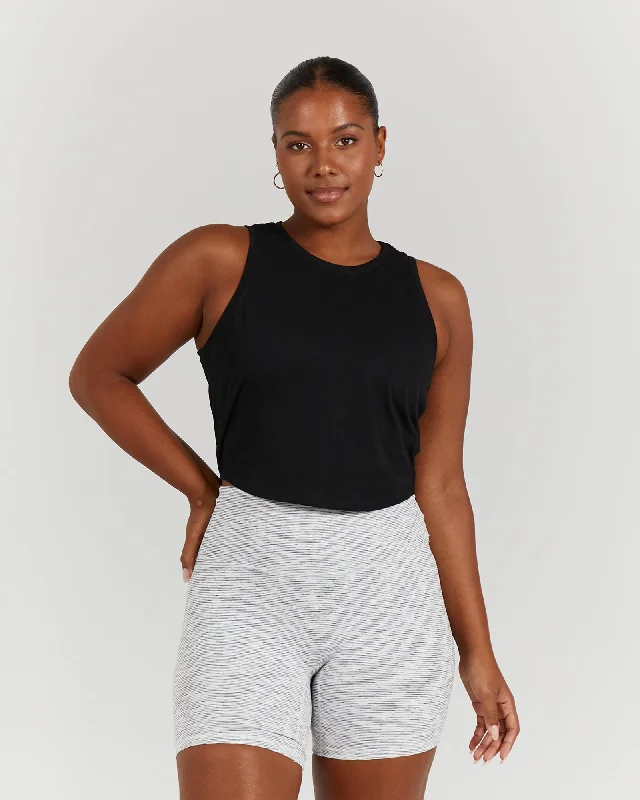 RHEA ROUCHED CROP TOP - BLACK Mid - Week Surprise