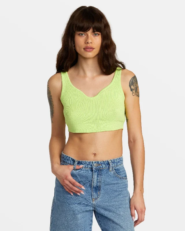 Selects Roundabout Sweater Tank V-Neck Sweater - Neon Green Chic Wardrobe Essentials