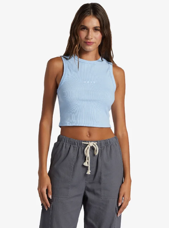 Roxify Fitted Ribbed Tank - Bel Air Blue Casual Chic