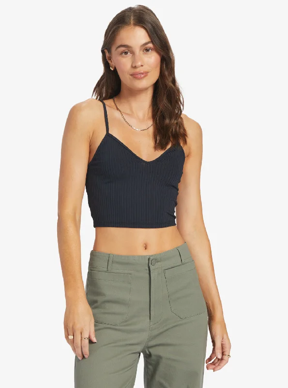 Roxy Brami Solid Cami Top - Anthracite Feminine Elegant