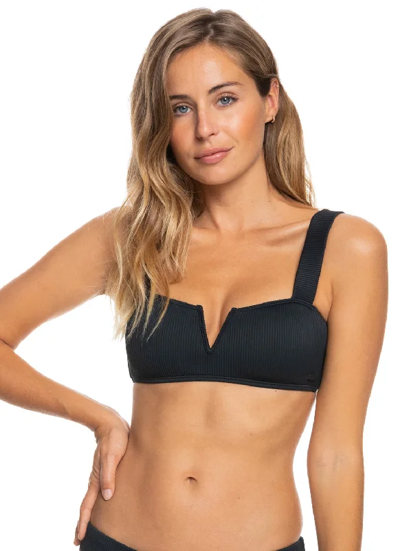 Roxy Love The Coco V Bralette Bikini Top - Anthracite Trend Setting Wardrobe