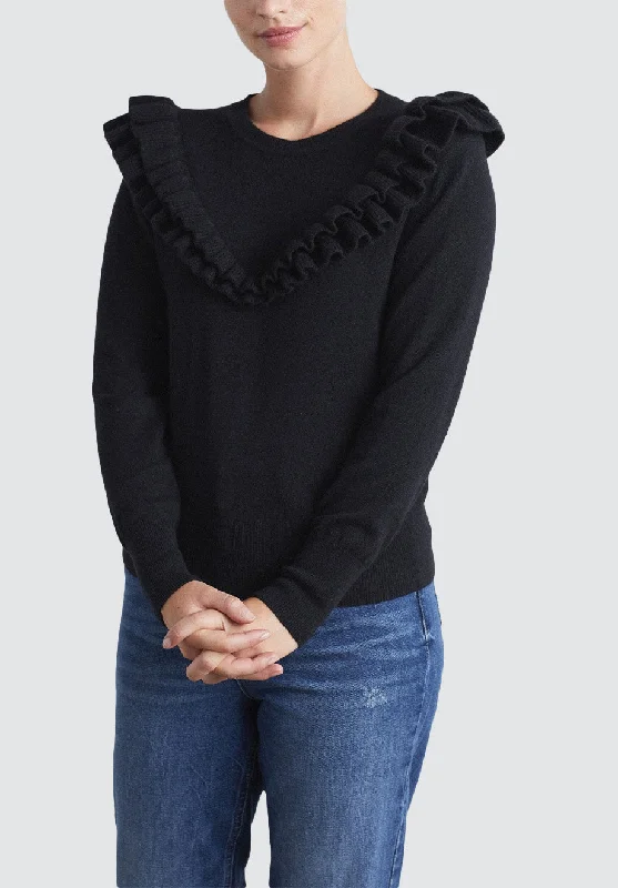 Ruffle Cashmere Sweater | Black Imeless Style