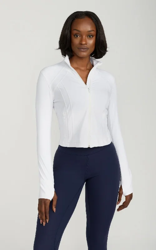 SA Cropped Contour Jacket in White Elevate Your Wardrobe