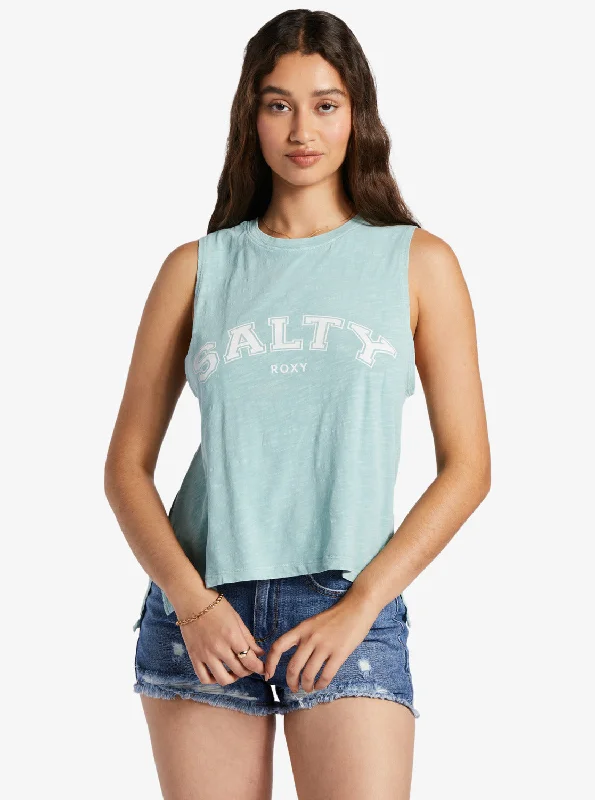 Salty Sleeveless Muscle T-Shirt - Blue Surf Big Savings