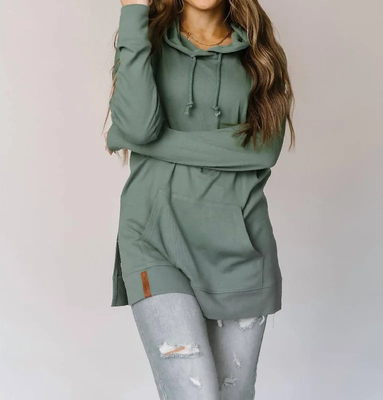 Sideslit Hoodie In Chive Chic Outfits