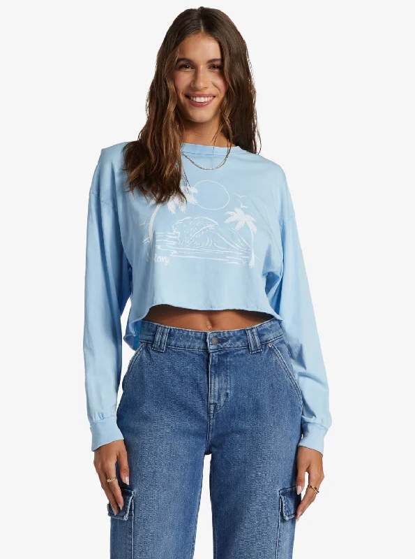 Simple Surf Oversized Long Sleeve T-Shirt - Clear Sky Stylish Spring Fashion