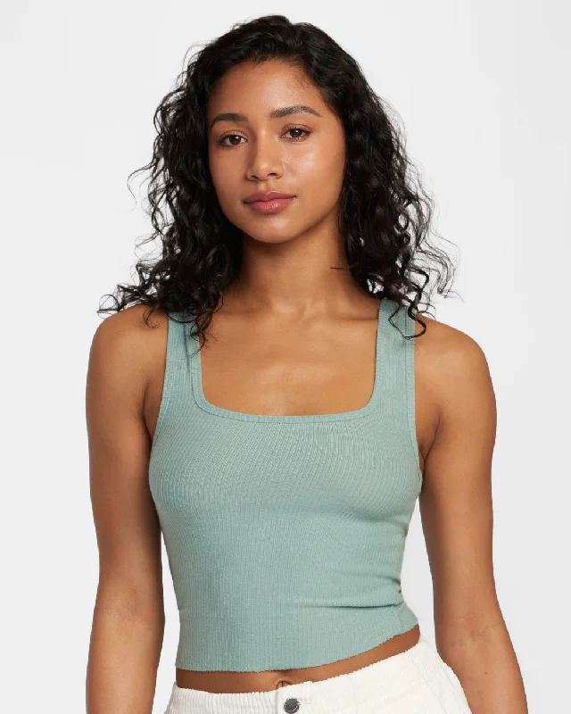 Selects Slate Tank Knit - Green Haze Feminine Charm