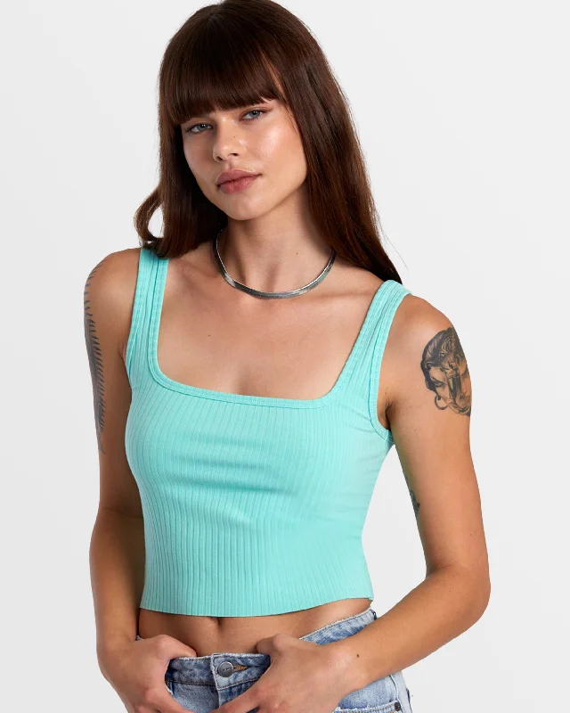 Slate Ribbed Tank Top - Ice Green Spring Fashion