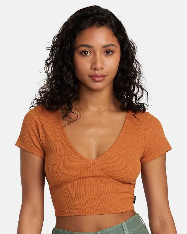 Smitten Top V-Neck - Terracotta Casual Chic Clothing