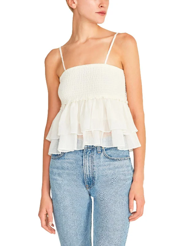 Smock Signals Womens Cropped Ruffled Tank Top Trendy Styles