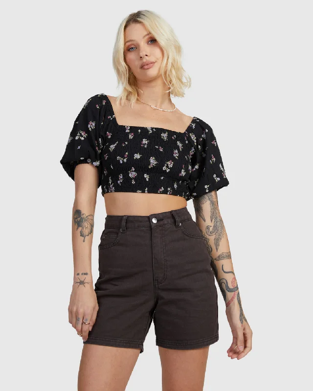 Sprinkle Smocked Top - RVCA Black Versatile Wardrobe Essentials