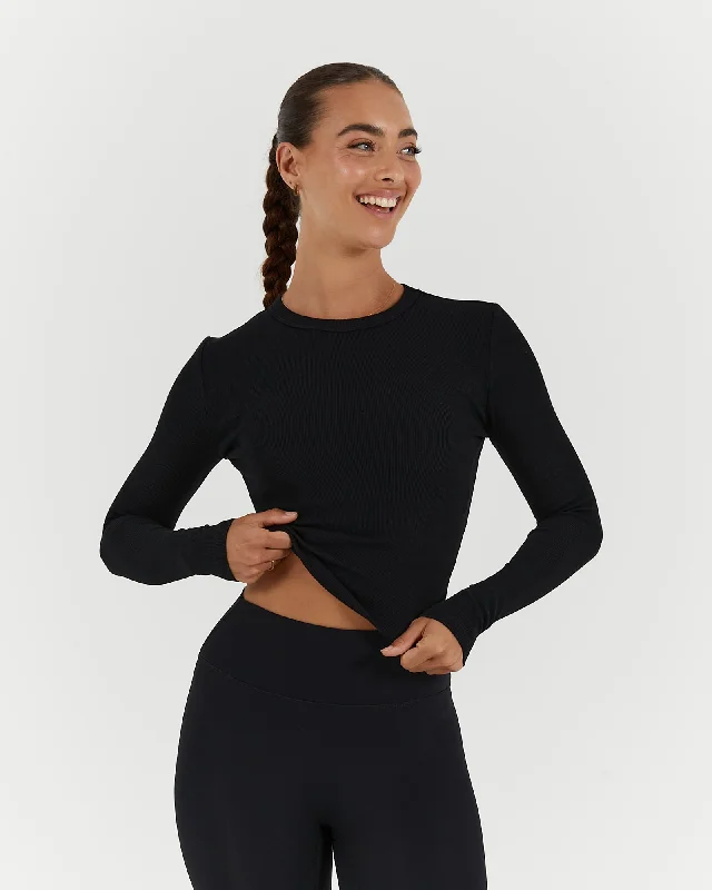 STANCE RIBBED LONG SLEEVE TOP - BLACK Limited Time Offer