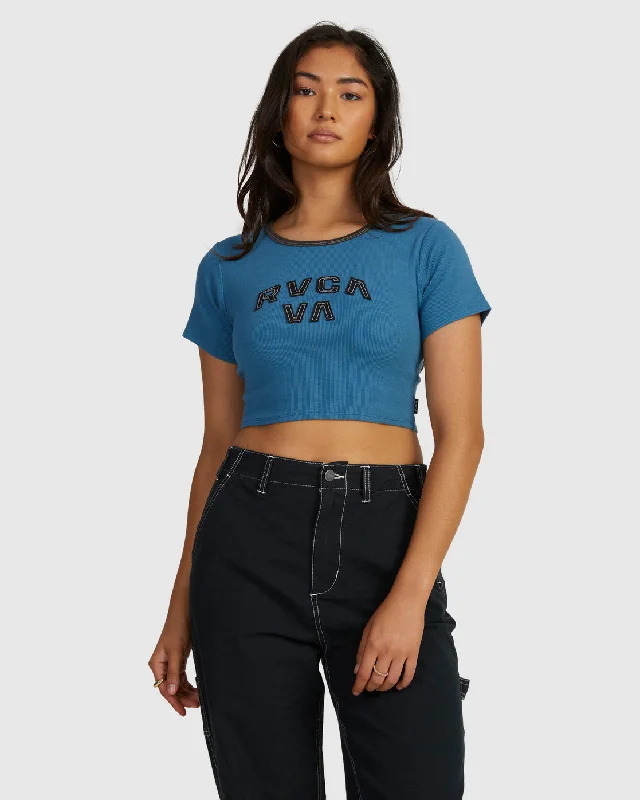 Strange Times Half Baby Tee Knit - Cool Blue Flash Sale Starts