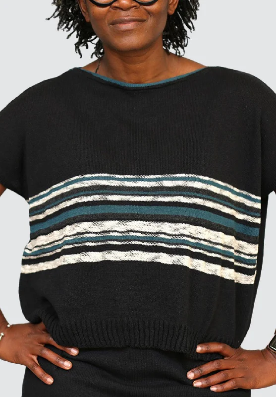 Striped Tee | Black Floral Style