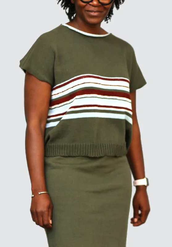 Striped Tee | Olive Feminine Elegant