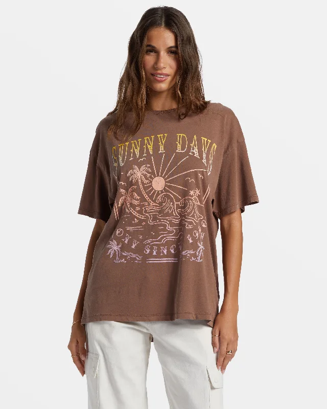 Sunny Days Oversized Boyfriend T-Shirt - Root Beer Fashion Forward Femininity