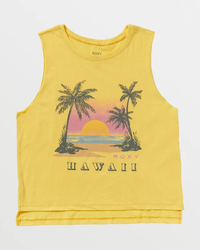 Sunset Beach Hawaii Tank - Banana Cream Lightweight Fabric