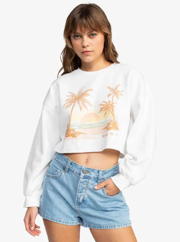 Sunset Beach Morning Hike Crop Sweatshirt - Snow White Crazy Discounts, Hurry Up