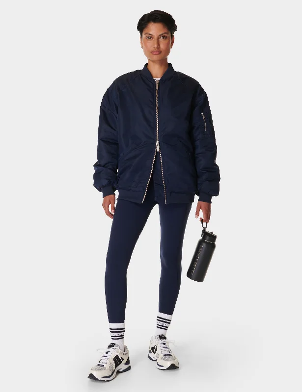 Cityscape Longline Bomber - Navy Blue Versatile Outfits