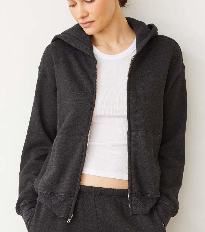 Monrow Teddy Fleece Relaxed Zip Up Hoody Premium Quality Garments