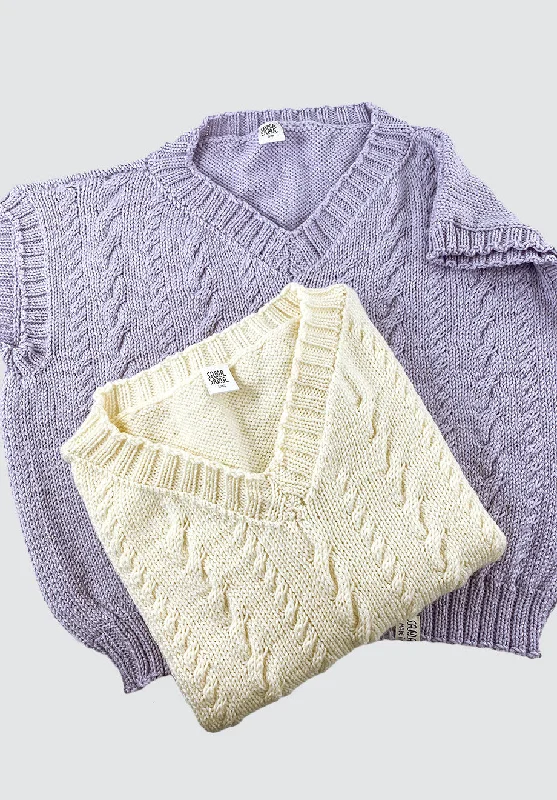 Throw Over Cable Vest | Lilac Chic & Cozy Collection