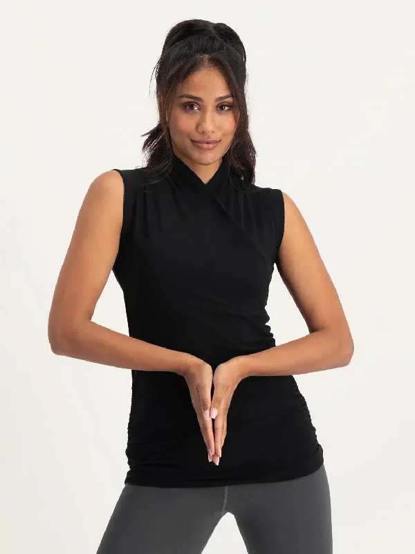 Urban Goddess Good Karma Yoga Top - Onyx Black Evening Elegance