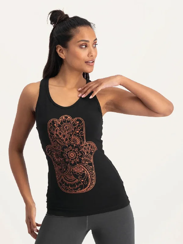 Urban Goddess Hamsa Core Yoga Tank - Onyx Black Fashion Sale