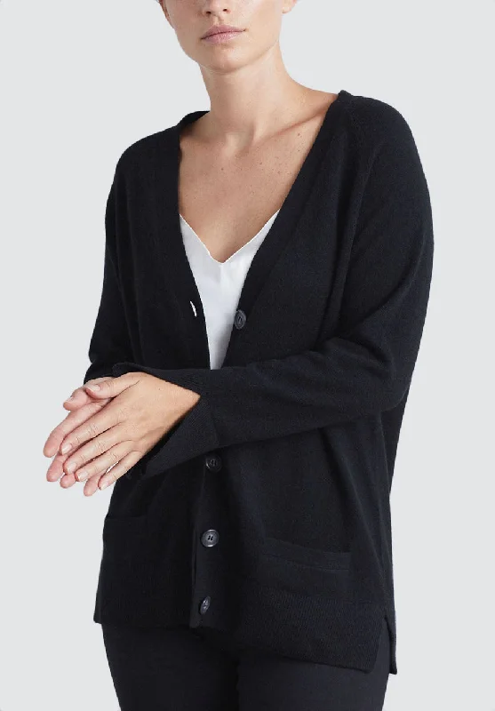 V Neck Cashmere Cardigan | Black Style Without Limits