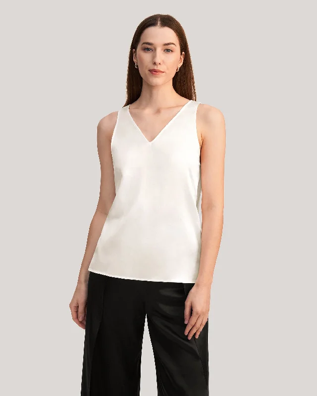 V-Neck Sleeveless Silk Tank Top Browse Our Top Products