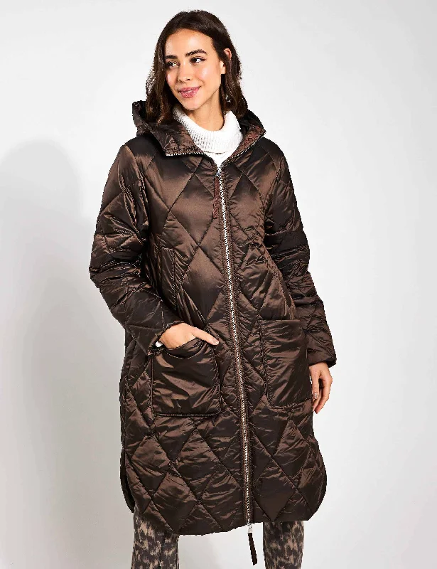 Frisco Long Quilt Jacket - Coffee Quartz Metallic Versatile Wardrobe Essentials