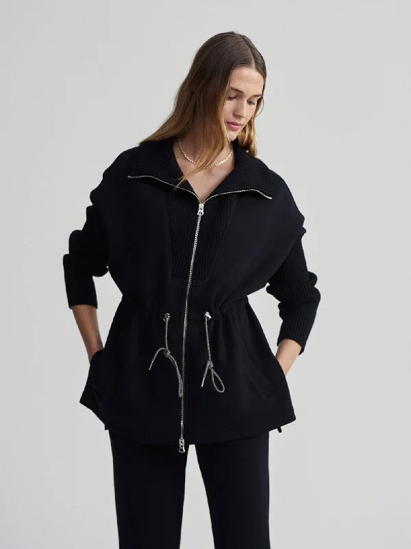 Varley Palen Longline Zip Through - Black Chic Styles