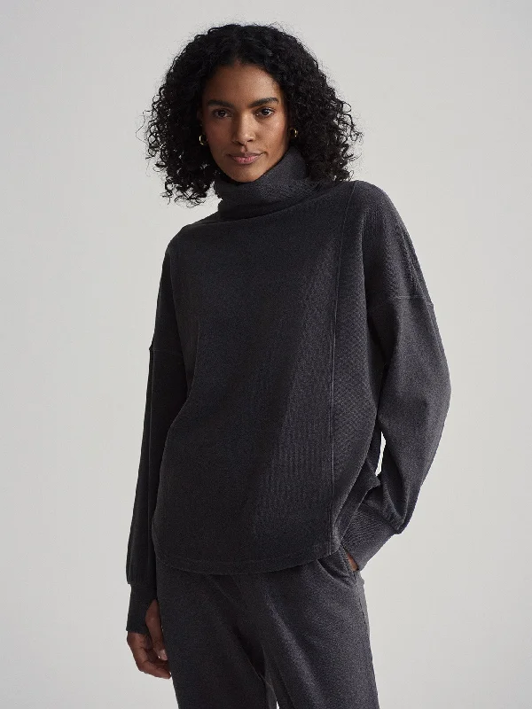 Varley Rainer Roll Neck Midlayer - Black Marl Holiday Glam