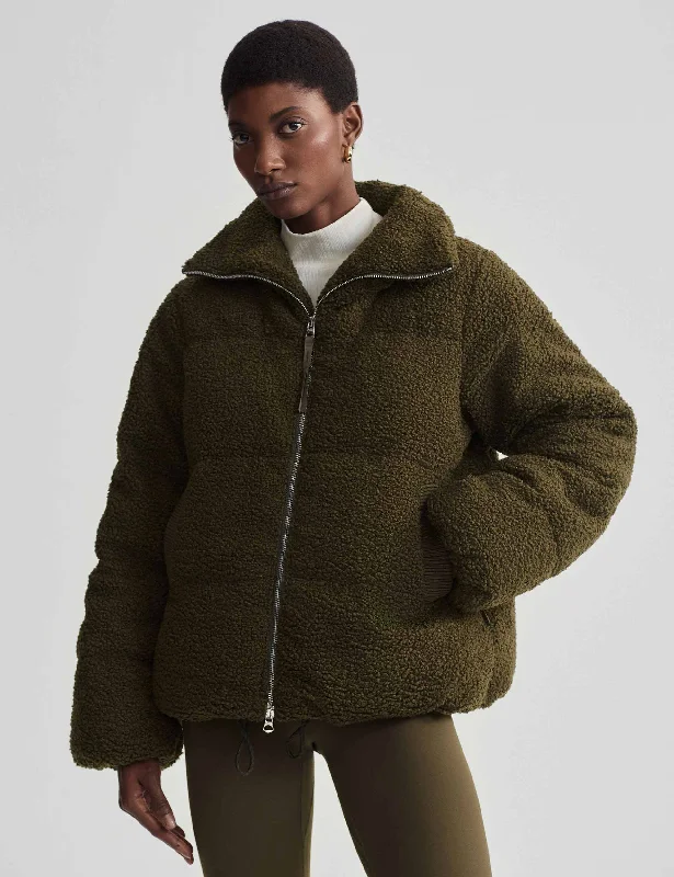 Wilkins Sherpa Puffer Jacket - Dark Olive Trend Leading Collection