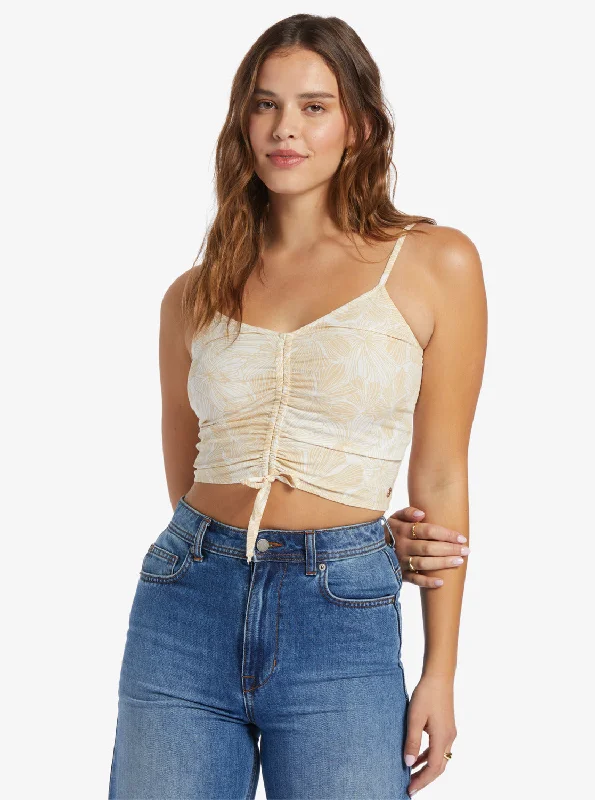 Vibrant Light Strappy Crop Top - Tapioca Crazy Hibiscus Weekend Exclusive