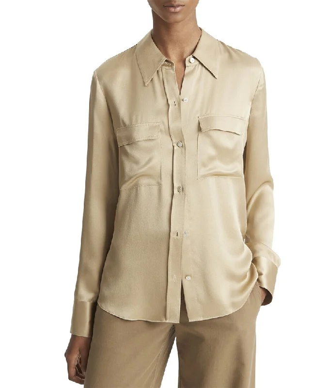 Vince Chest Pocket Silk Blouse Style Redefined