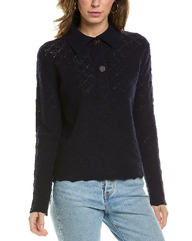 Vince Lace Stitch Polo Wool & Cashmere-Blend Sweater Trendy Pulse