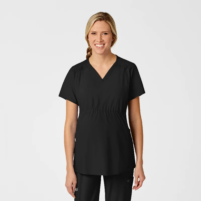 W123 Maternity V-Neck Scrub Top - Black Fashion Essentials